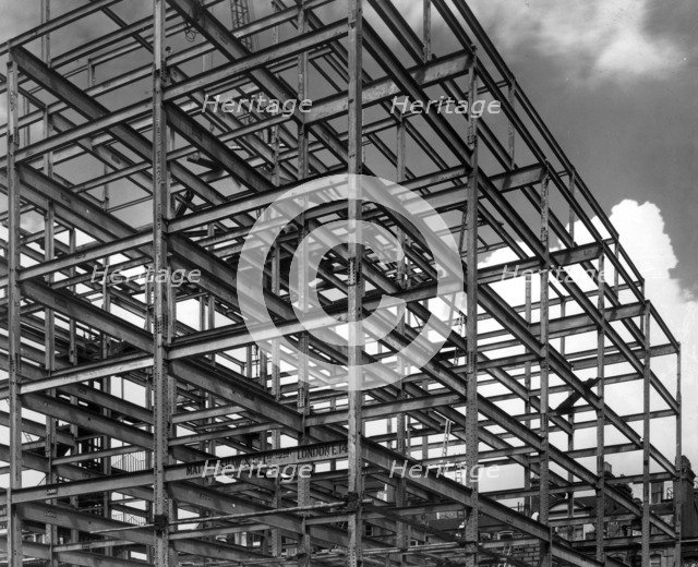 Detail view of constructional steelwork at Oxford Mansions, Bexley, London, c1920-c1935. Artist: Unknown