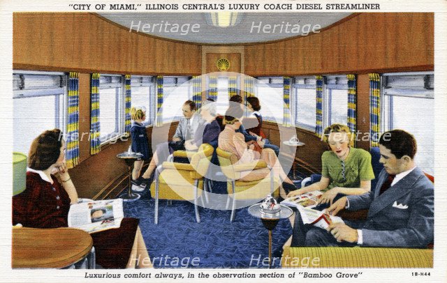 On board the 'City of Miami' streamliner train, USA, 1941. Artist: Unknown