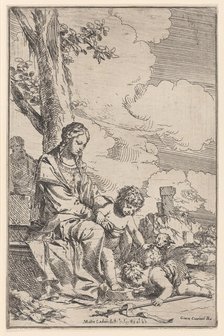 The Holy Family with the infant Saint John kissing Christ's feet, 1640-60. Creator: Giulio Carpioni.