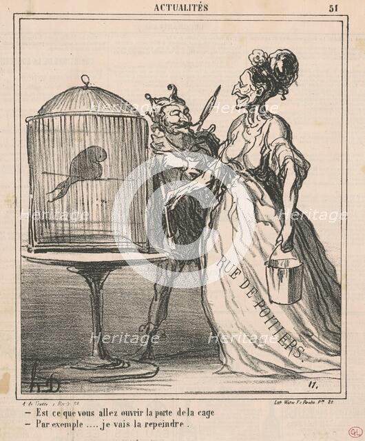 Est-ce que vous allez ouvrir la porte de la cage ..., 19th century. Creator: Honore Daumier.