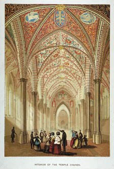 Interior view of Temple Church, City of London, c1860.                                               Artist: Anon