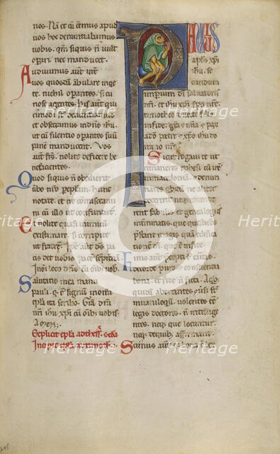 Inhabited Initial P; New Testament, late 12th century. Creator: Unknown.