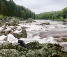 Study near the Kivach waterfall, Suna River, 1915. Creator: Sergey Mikhaylovich Prokudin-Gorsky.