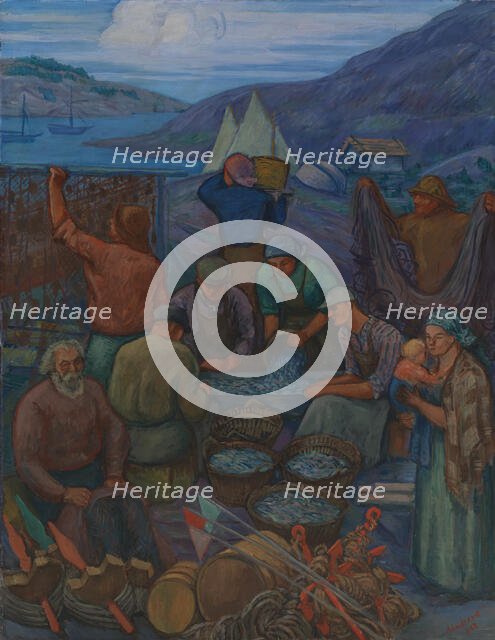 Fishermen, 1938. Creator: Anton Lindforss.