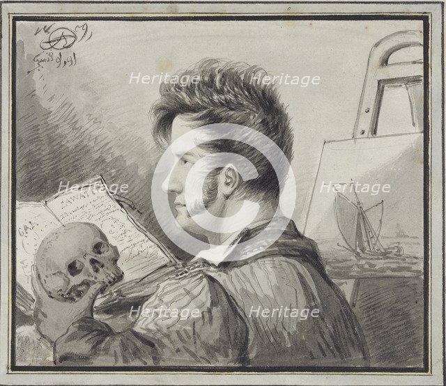 Self-portrait with skull , 1809.