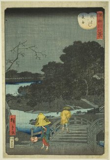 Night Rain at Makura Bridge (Makurabashi yau), from the series "Eight Views of the Sumida..., 1861. Creator: Utagawa Hiroshige II.