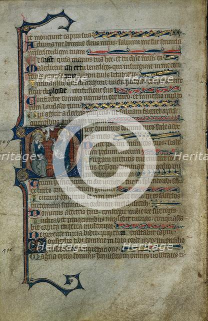 Leaf from a Psalter: Historiated Initial D with The Trinity, c.1310. Creator: Master of the Queen Mary Psalter (English), follower of.