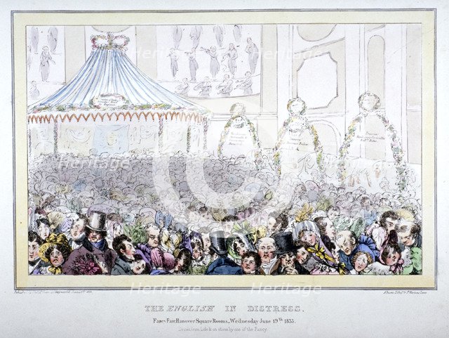 'The English in distress. Fancy fair Hanover Square Rooms', 1833.                                    Creator: Alfred Ducôte.