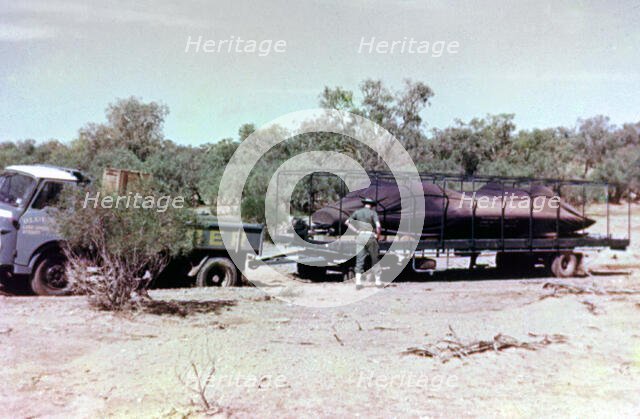 Transporting Bluebird CN7 through the bush to Lake Eyre, World Land Speed Record attempt, 1964. Creator: Unknown.