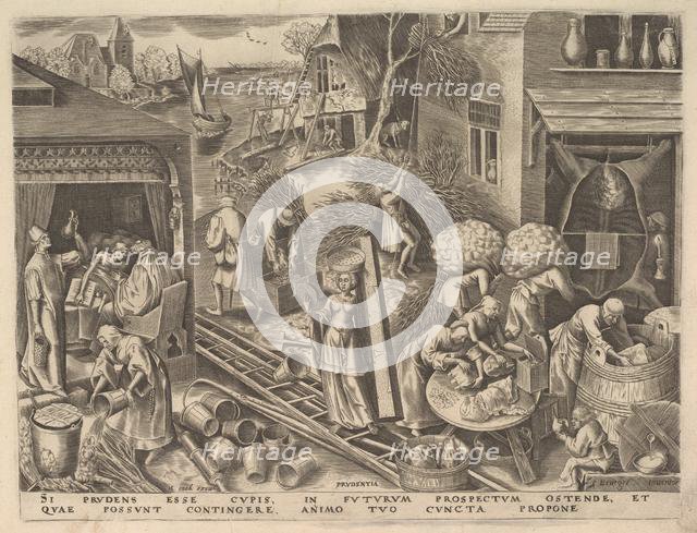 Prudence (Prudentia) from The Virtues, ca. 1559-60. Creator: Philip Galle.