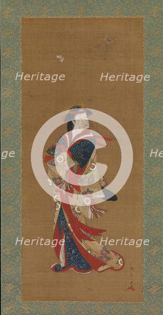 Beauty with Butterflies, 18th century. Creator: Shunsho.