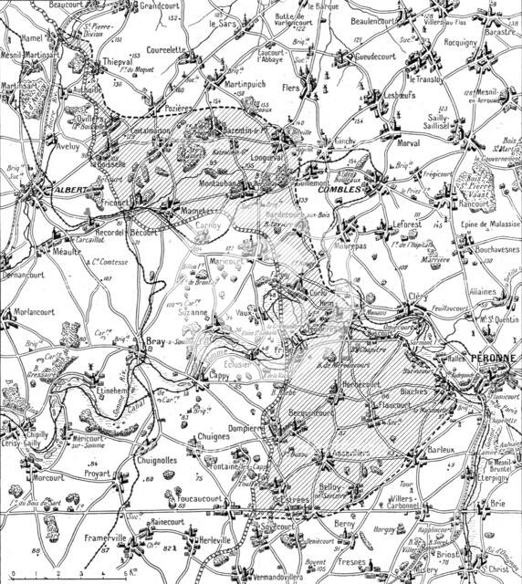 'La guerre 13-19 juillet 1916; Nord et sud de la Somme: Croquis du terrain de l'offensive..., 1916. Creator: Unknown.