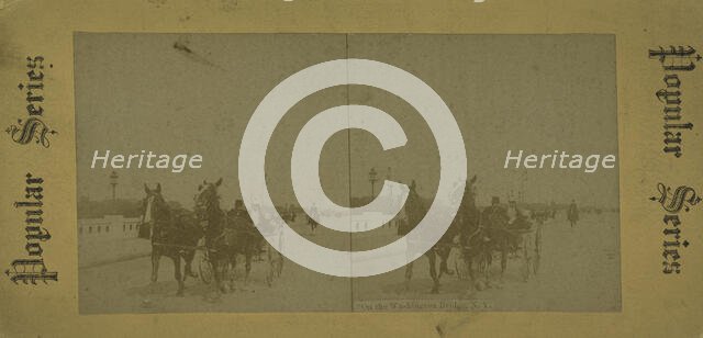 On the Washington Bridge, N.Y. [Horse carriage crossing the bridge], c1850-1930. Creator: Unknown.