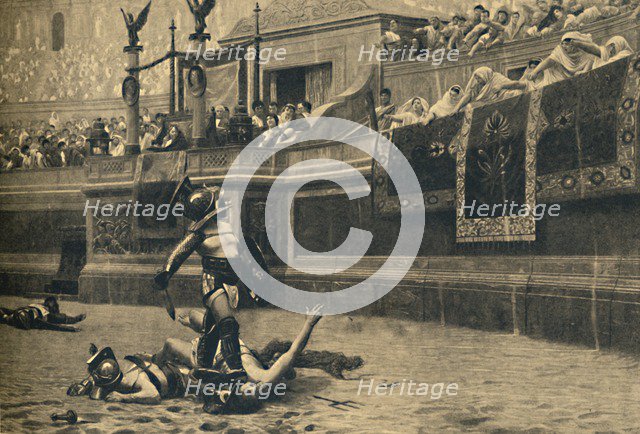 'Roma - Colosseum - Thumbs down in a gladiatorial fight', 1910. Artist: Unknown.