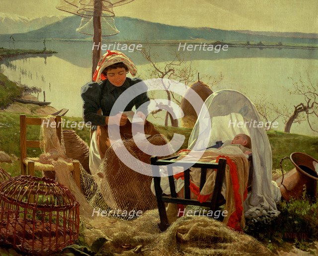  'Letter from the absent husband' by Angel Andrade Blazquez, 1895.