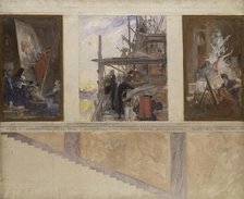 Second Proposed Decoration of the Walls in the Lower Hall of the Nationalmuseum, 1890-1891. Creator: Carl Larsson.