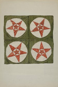 Quilt Blocks - Applique Star, 1935/1942. Creator: Unknown.