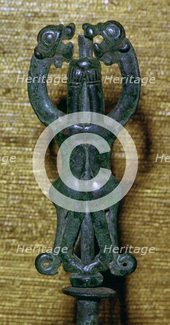 Bronze standard finial with two felines, Luristan Culture, from western Iran, c10th-7th century BC. Artist: Unknown