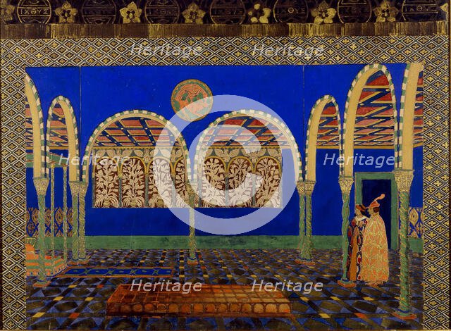 Stage design for the play "The Martyrdom of St. Sebastian" by Gabriele D'Annuzio, 1911. Creator: Bakst; Léon (1866-1924).