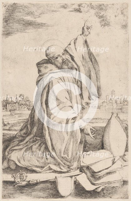 A sainted bishop of the Benedictine order..., 1620-30. Creator: Giuseppe Caletti.