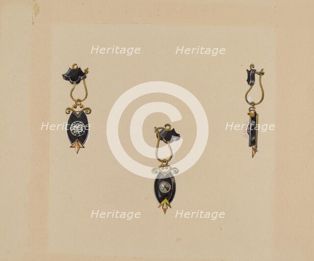 Earrings, 1935/1942. Creator: Harry Jennings.
