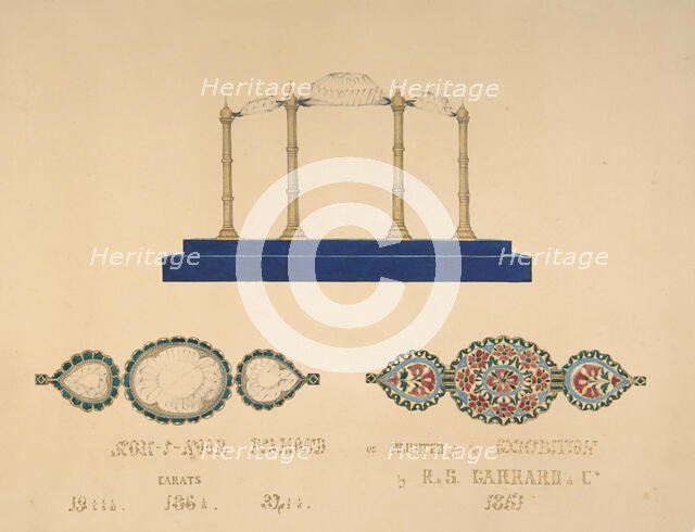 Drawing of the "Koh-I-Noor Diamond", 1851. Creator: R. S. Garrard & Co..