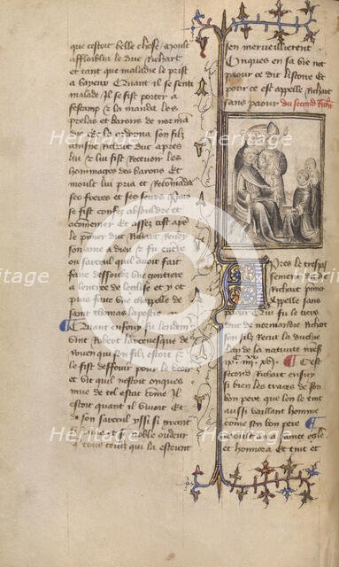 Homage Paid to Richard II; Chronique de Normandie, about 1400-1415. Creator: Unknown.