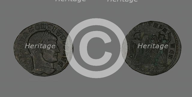 Follis (Coin) Portraying Emperor Maxentius, 309-312. Creator: Unknown.