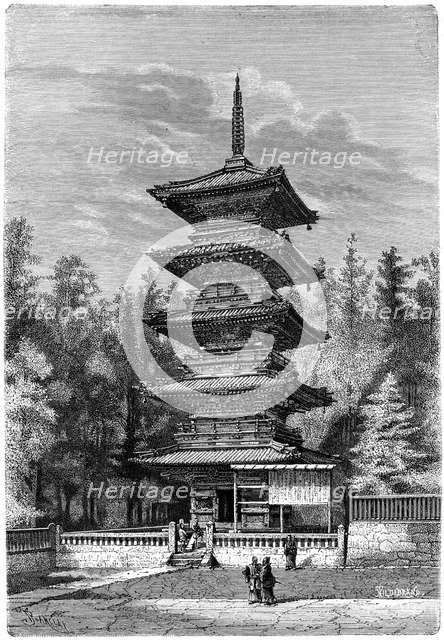 Buddhist temple, Nikko, Japan, 1895.Artist: Hildibrand