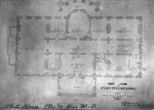 Plan of first floor of the Executive Mansion, between 1889 and 1906. Creator: Frances Benjamin Johnston.