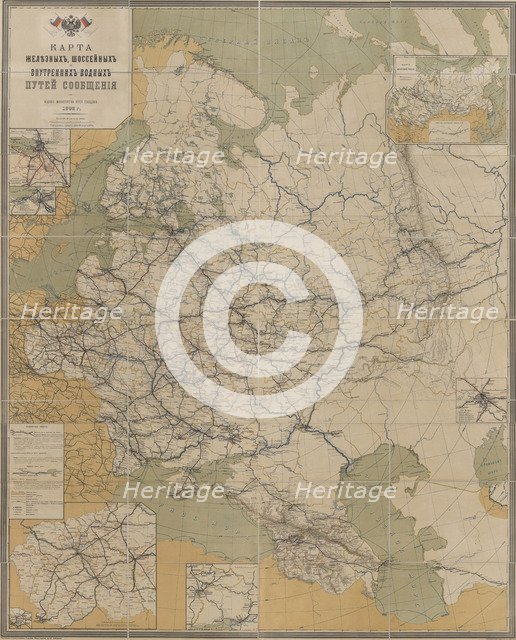 Map of Roads, Railroads and Inland Waterways of the Russian Empire, 1893, 1893. Artist: Anonymous master  