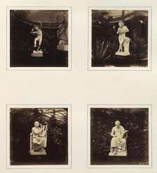 [Sculptures of a Dancing Faun, a Neapolitan Improvisatore, Homer, and Thucydides], ca. 1859. Creator: Attributed to Philip Henry Delamotte.