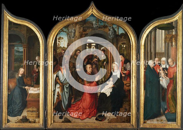 The Nativity, The Adoration of the Magi, The Presentation in the Temple, 1510-12.  Creator: Adriaen Isenbrandt.