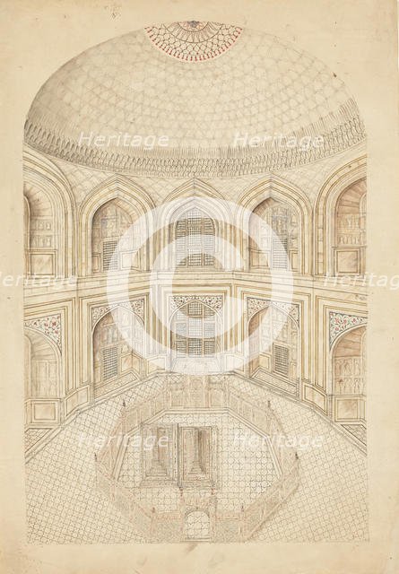 Interior of the Taj Mahal Mausoleum, early 19th century. Creator: Unknown.