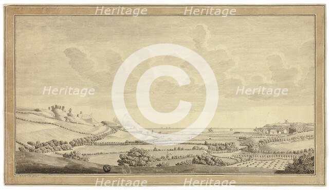 View of Farm Land Near the Sea, c.1770. Creators: Unknown,  M. Venner.