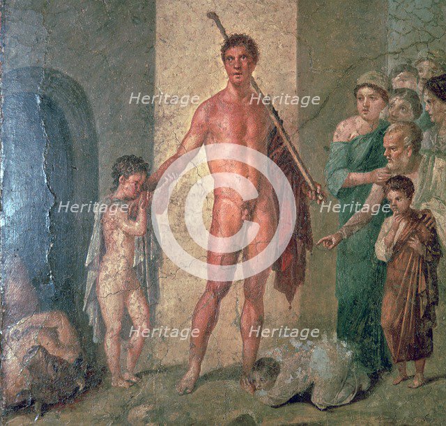 Roman wall-painting of Theseus after killing the Minotaur, 1st century.  Creator: Unknown.