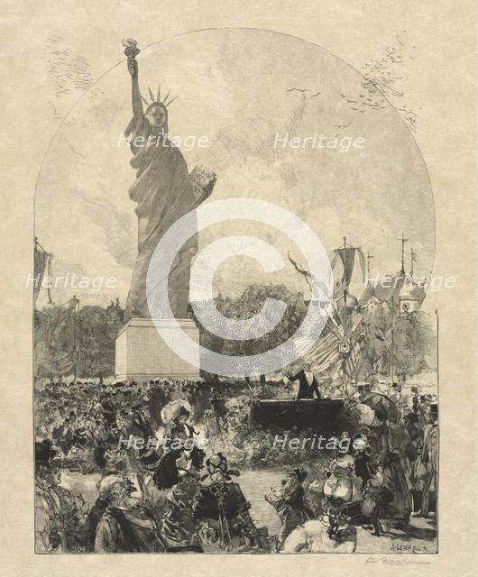 Liberty Enlightening the World, Offered to the City of Paris by the Americans, 1885. Creator: Publiished in Le Monde Illustre, May 30, 1885; Tony Beltrand (French, 1847-1902); Eugène Dété (French), and ; Frédéric Florian (Swiss, 1858-1926).
