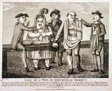 Wife being sold at Smithfield Market, London. 1797.  Artist: Anon
