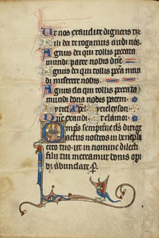 Initial O: The Lord Enthroned; Ruskin Hours, about 1300. Creator: Unknown.