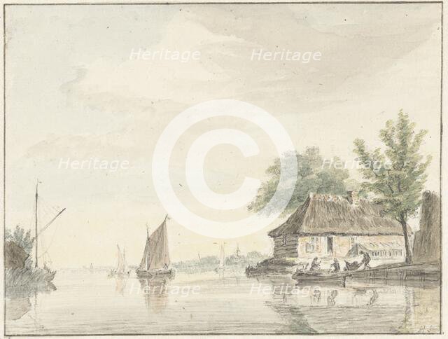 River landscape with sailing boats, 1733-1784. Creator: Hendrik Spilman.