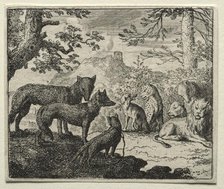 Reynard the Fox: The Relatives of Reynard Leave Court. Creator: Allart van Everdingen (Dutch, 1621-1675).