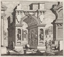 Architectural Fantasy with a Triumphal Arch, before 1753. Creator: Giuseppe Antonio Landi.