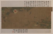 A garden-piece: flowers, fighting grasshoppers, ants and other insects, Ming dynasty, 1368-1644. Creator: Unknown.