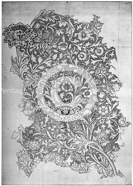 'Trent' pattern printed linen, 1892 (1934).Artist: William Morris