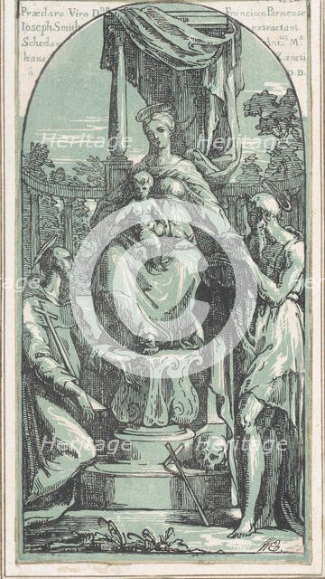 The Virgin and Child Enthroned, Saint Jerome at lower right, Saint Francis..., before 1749. Creator: Anton Maria Zanetti.