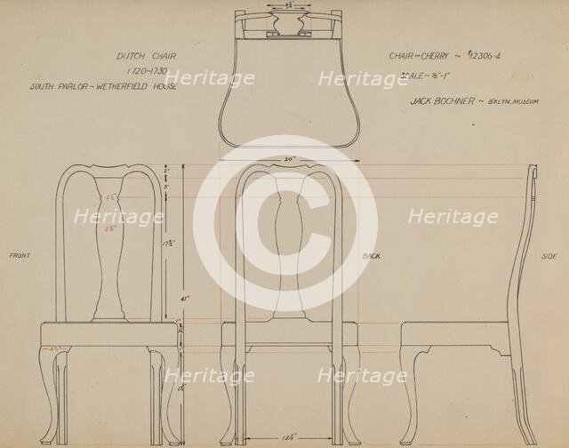 Drawing for Chair, 1935/1942. Creator: Jack Bochner.