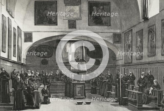 Capuchins in the choir singing vespers, 1898. Creator: Unknown.