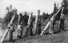 Old Woman Collecting Wood, 1913. Creator: GI Ivanov.