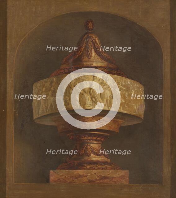 Wallpaper painting with decorative vase, c.1776. Creator: Juriaan Andriessen.