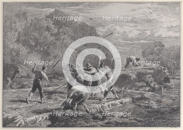 Men thrashing, 1800-1900. Creator: Anon.